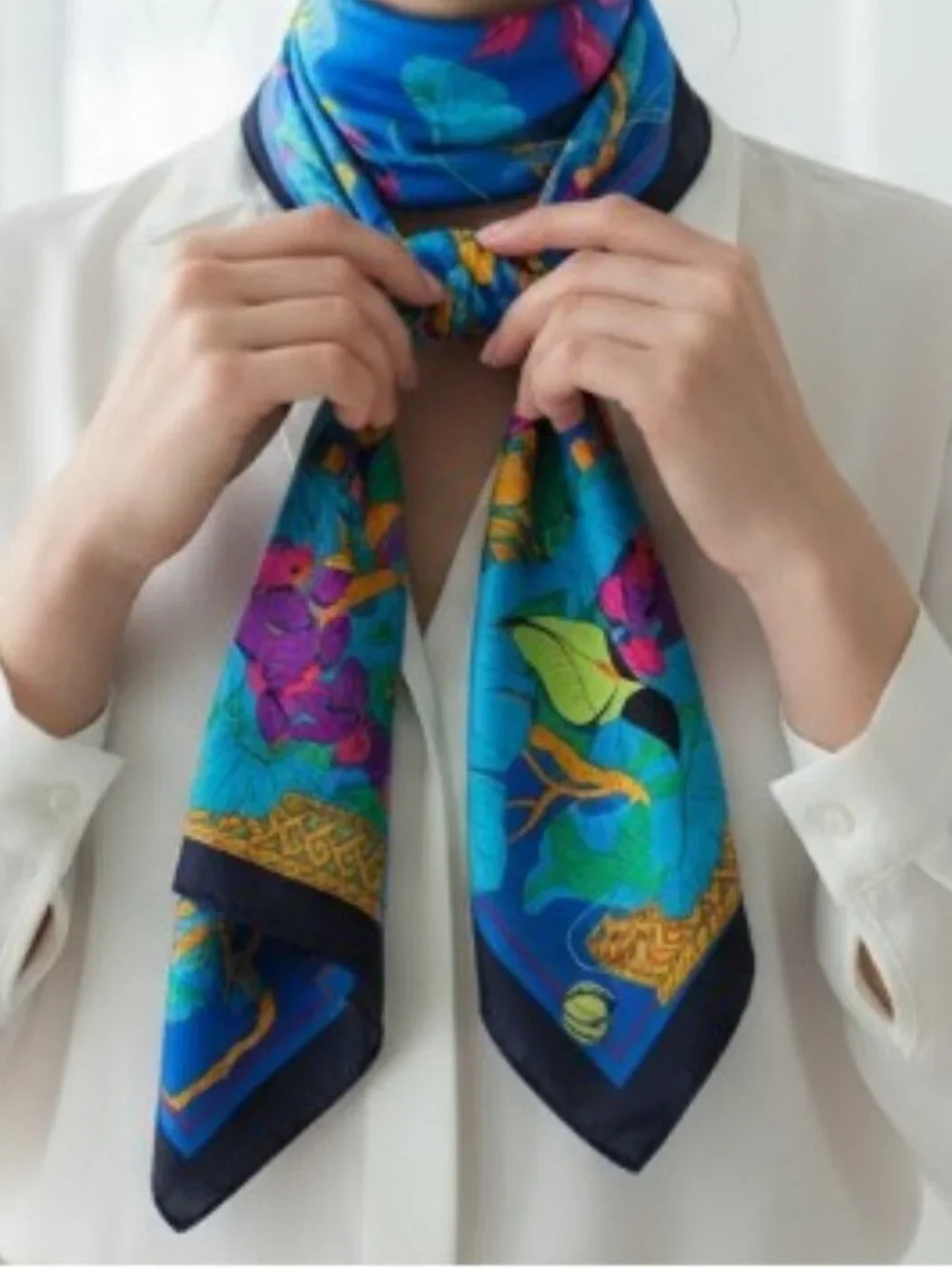 Vintage Jean Patou Tropical Print Silk Scarf